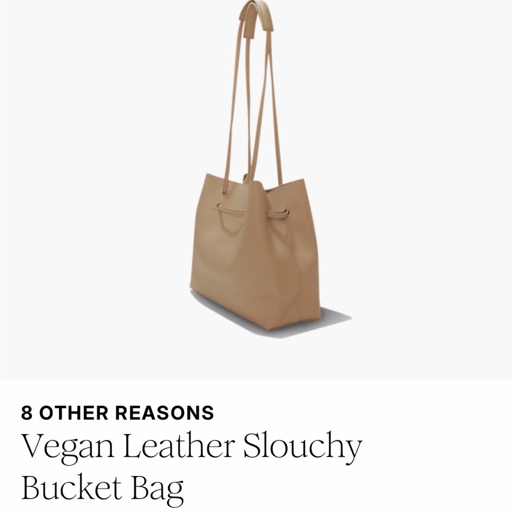 8 Other Reasons Beige Vegan Leather Slouchy Bucket Bag - Picture 6 of 8